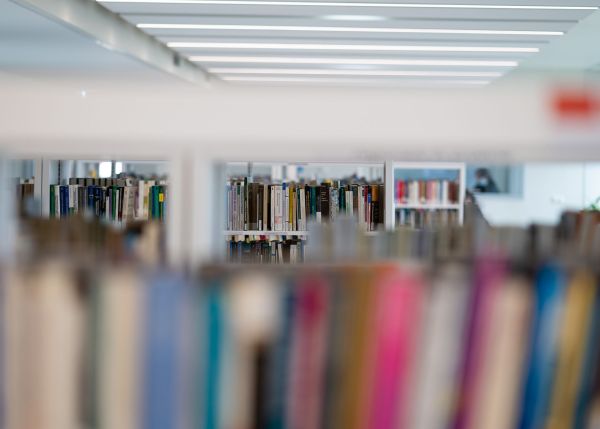 Photo : Bibliothèque universitaire Droit et économie - Bâtiment H, campus Montaigne-Montesquieu © Gauthier Dufau