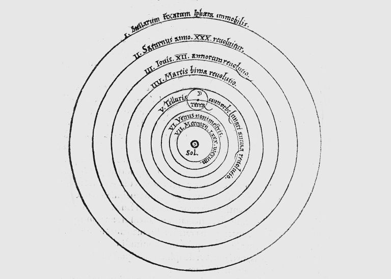 Photo : Gravure d'une représentation du système solaire